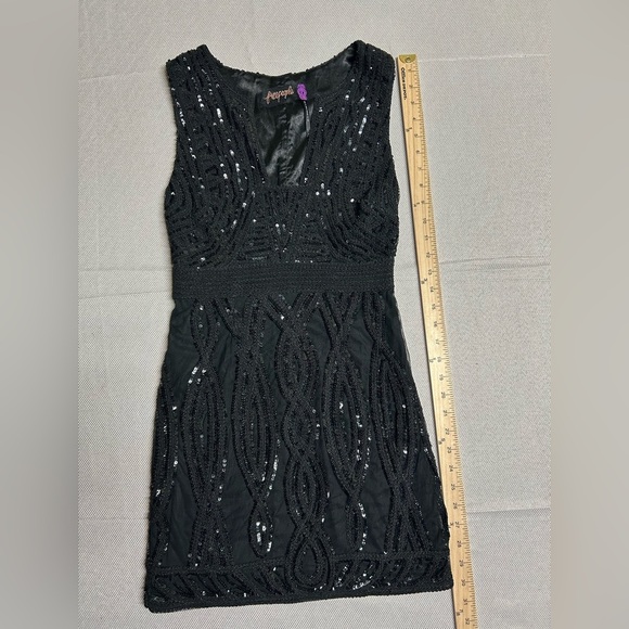 Free People | Black Snake Charmer Sequin Bodycon Dress | Size 0 - Picture 10 of 13